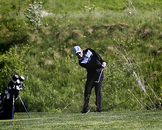 Greatest Golfer of the Valley junior qualifier, Brian Velasquez, golfs at Pine Lakes Golf Club in Hubbard on May 25, 2013.