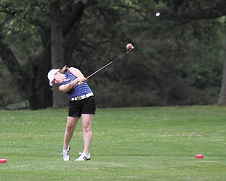 Kerra Loomis drives off the 16th tee box during the Greatest Golfer of the Valley tournament at Mohawk Trails Golf Course in New Castle.