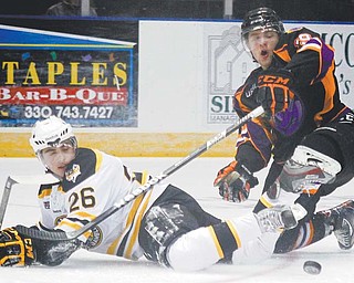 The Youngstown Phantoms selected 30 players for their protected list after a five-day tryout camp that concluded Monday. Many, including Josh Nenadal (19), above, and Luke Stork (27), bottom right, were members of this year’s team (37-27-0, 74 points) which finished in third place in INSIDE the USHL Eastern Conference.