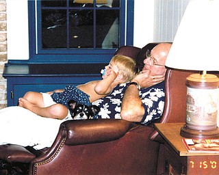 James DeCapua of Ellenton, Fla., is just chillin' with his grandson, Grant DeCapua of Canfield.