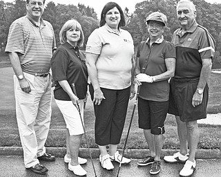 Those involved in the Clubs for Kids Golf Classic stand in front of the green at the ninth hole at the Youngstown Country Club, in Liberty. The golf outing, a fundraiser for Akron Children’s Hospital Mahoning Valley, is set for Aug. 2 at the country club. Organizers are, from left, David Todd II, committee co-chairman; Georgia D’Andrea, committee member; Dr. Elena Rossi, associate chairwoman of pediatrics at Akron Children’s Hospital; Judy Schmutz, committee co-chairwoman; and Reid Schmutz, committee co-chairman. DUSTIN LIVESAY | SPECIAL TO THE VINDICATOR