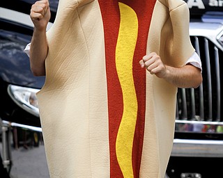 MADELYN P. HASTINGS | THE VINDICATOR

Chris Petri dances in his hot dog costume in the parade at the hot dog festival in downtown Niles on Sunday.