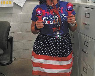 Amity McFarlin of Texas is red, white and beautiful to her mommy, Sherry Clark Parent of Youngstown.