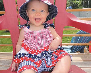 Julia Putko, six-months, of Boardman, is the daughter of Jim and Casey Putko. She is red, white and beautiful for her first 4th of July!