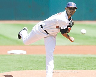 Cleveland Indians starting pitcher Danny Salazar delivers a pitch in the first inning of a game Thursday against the Toronto Blue Jays in Cleveland.