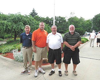 SPECIAL TO THE VINDICATOR
Alliance Community Hospital Charity Golf Outing welcomed 108 golfers June 17 at the Alliance Country Club. From left, the team of Bud Flanigan, Joe Greco, Gary Belles and Jake Keister won the putting contest and a $2,000 scholarship for a Louisville High School student entering the medical field. Proceeds this year will benefit five organizations: the Alliance Family YMCA, the Alliance for Children and Families, the Alliance Neighborhood Center, the Alliance Area Development Foundation and the Homeless Continuum of Care of Stark County.