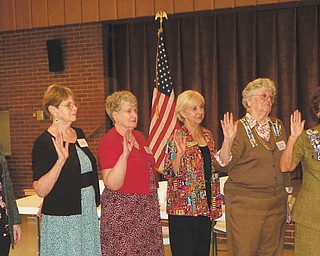 SPECIAL TO THE VINDICATOR
The Mary Chesney Chapter of the National Society Daughters of the American Revolution met in June at St. Paul’s Lutheran Church in Warren. New officers were installed. Above, from left, are Donna Drakides, historian; Sally Mazer, registrar; Beverly Lloyd, corresponding secretary; Carol Olson, treasurer; Roberta Davis, chaplain; and Carol Noga, regent. Absent from the picture are Patricia Brandes, vice regent, and Janet Schweitzer, recording secretary. The next meeting will be in September. For information about the DAR contact Noga at 330-898-4056.