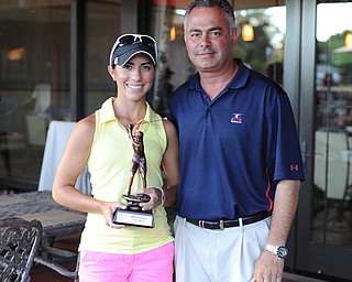 Christina Cooper stands with Trumbull Country Club Head Pro John Diana after winning the 15-17 girls division of the Greatest Golfer of the Valley presented by Farmers National Bank played Sunday, July 28, 2013.
