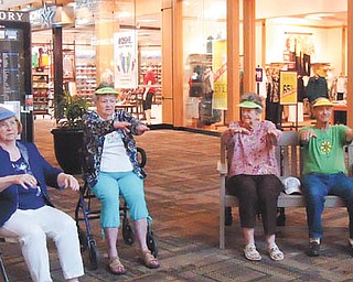 SPECIAL TO THE VINDICATOR
Southern Park Mall in Boardman was the location of a recent visit by Whispering Pines Village residents, who spent the morning exercising and walking. From left are Skip Wetherald, Rosemary Magee, Miriam Walter, Ferne Oliver, Bob Buerkle and Anna Mae Byers.