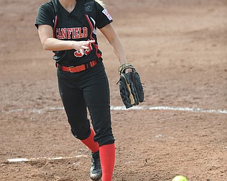 Canfield pitcher #33 Kayla Troxil throws a pitch during the top of the 7th inning. 