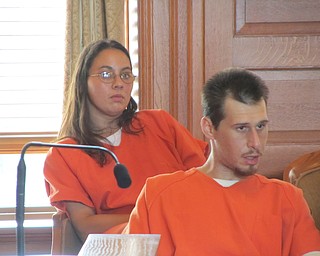  From left, Mindy Sierrra of Niles and Michael Burns of Mineral Ridge  
were arraigned Thursday in Trumbull County Common Pleas Court on  
charges of murder, attempted aggravated burglary, and involuntary  
manslaughter. The murder charge relates to the death of Terry Allen,  
who police say was shot to death by the occupant of a house on state  
Route 46 in Niles where Sierra, Burns and two other people went July  
12 to steal copper.