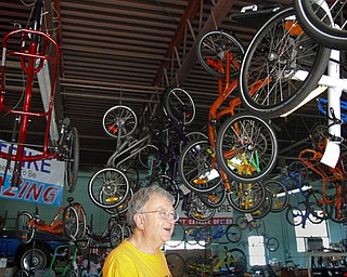 MADELYN P. HASTINGS | THE VINDICATOR..Owner of Rail to Trail adult tricycle store in Lisbon, Wayne Wallace, talks about his bike store. The store in No. 1 in the world for sales of the Catrike tricycles. ... - -30-..