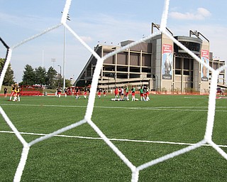 The Youngstown State women’s soccer team practices for the first time Wednesday on the Farmers National Bank Field on the YSU campus. For the first time in the school’s history, the Penguins have a team capable of being bigger than its new field.