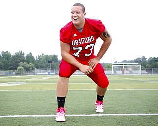 MADELYN P. HASTINGS | THE VINDICATOR..Josh Krok for the Niles football team, poses for a portrait at the Fitch Stadium on Saturday, July 27.... - -30-..