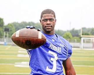 MADELYN P. HASTINGS | THE VINDICATOR..L.J. Scott for the Hubbard football team, poses for a portrait at the Fitch Stadium on Saturday, July 27.... - -30-..