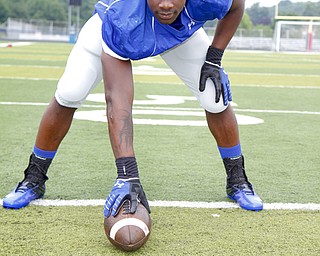MADELYN P. HASTINGS | THE VINDICATOR..L.J. Scott for the Hubbard football team, poses for a portrait at the Fitch Stadium on Saturday, July 27..... - -30-..
