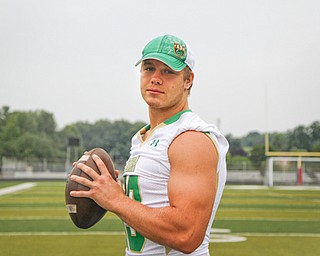 MADELYN P. HASTINGS | THE VINDICATOR..Chris Durkin for the Ursuline football team, poses for a portrait at the Fitch Stadium on Saturday, July 27.... - -30-..