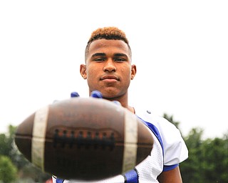 MADELYN P. HASTINGS | THE VINDICATOR..Darien Townsend for the Youngstown Christian football team, poses for a portrait at the Fitch Stadium on Saturday, July 27.... - -30-..