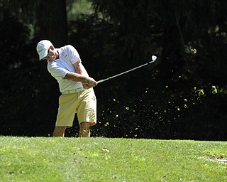 Golfer Ralph Macali of Warren tees off on the 9th hole Saturday afternoon at Youngstown Country Club as part of the Vindy Greatest Golfer tournament on August 24.