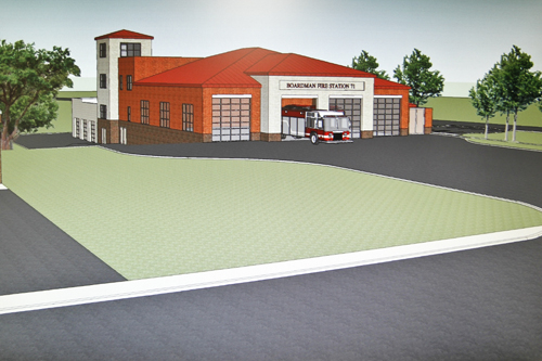 MADELYN P. HASTINGS I THE VINDICATOR..A rendering of a new fire department in Boardman which is in the hopes of being built.