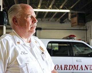 MADELYN P. HASTINGS I THE VINDICATOR..Boardman Fire Department Chief George Brown talks about his hopes for a new station to be built.
