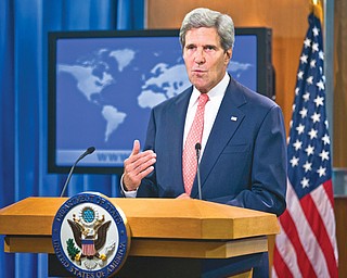 Secretary of State John Kerry speaks at the State Department in Washington on Monday about the situation in
Syria.