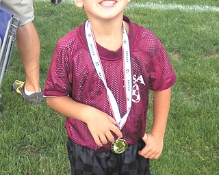 Jimmy Lipjanic, 5, of Boardman, who played on a Boardman soccer team, shows his excitement at the end of the season. Sent by parents Jim and Candace Lipjanic.