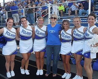 Poland senior cheerleaders Paige, Becca, Emily, Coach Rinehart, Marissa, Jamie and Erica are ready for the 2013 football season.