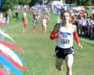 A Lakeview runner sprints to the finish line during the Boys Division 2 race on Saturday September 14, 2013 at Boardman High School.