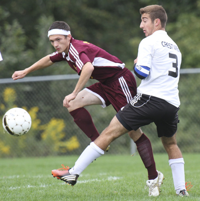 William D Lewis The Vindicator  SR's Adam Meloy(7) and Crestview'sTony Marr(3) during Monday action at Crestview.