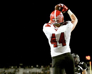 Youngstown State's Nate Adams brings in a touchdown pass during the second half of the Salukis' 28-27 loss to the Penguins at Saluki Stadium on Saturday, Sept. 28, 2013, in Carbondale, Ill. (Paul Newton / The Southern)