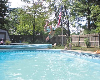 Joe Zordich of the West side of Youngstown, flips into the pool. Photo by his mother, Laura Brown.