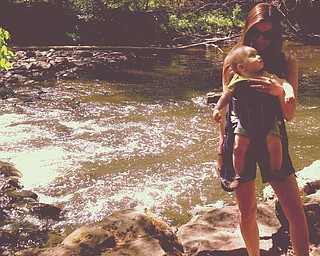 Finnegan Scott Gable and his mom, Carly are taking in the sites at Mill Creek Park.