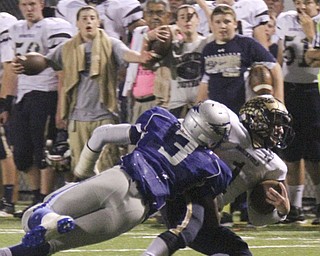 William d Lewis The Vindicator Hubbard's LJ Scott stops Brookfield'sJoe Clark(1).