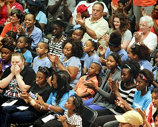 MADELYN P. HASTINGS | THE VINDICATOR..The audience applauds during a rally to kick off nonviolence week in downtown Youngstown on Sunday, October 6, 2013.... - -30-..