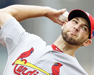 St. Louis Cardinals starting pitcher Michael Wacha throws against the Pittsburgh Pirates in the second inning of Game 4 of a National League division baseball series Monday in Pittsburgh.