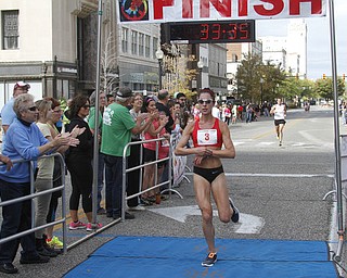 . ROBERT K. YOSAY | THE VINDICATOR..The womens winner is Jessica Adorcic of Madison.. ck spelling..The 39th Annual Peace Race - with over 2000 runners on a beautiful October day
