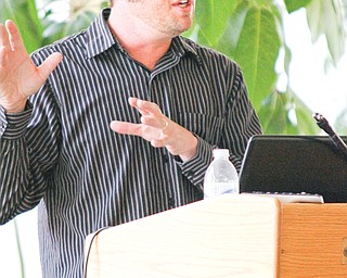 Author Jay Asher, shares the story of how he wrote and sold his book “Thirteen Reasons Why” at the Poland Library. He spoke to teenage students Tuesday.
