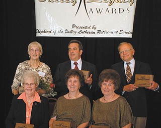 SPECIAL TO THE VINDICATOR 
The 2013 Valley Legacy Awards were presented during a luncheon Oct. 3. The recipients are, left to right in the front, Marilyn Schmidt, Betty Jean Bahmer and Anna Mae Cuchna, Outstanding Seniors; and in the back, Kay Lavelle and David Mirkin, Outstanding Advocates for Seniors; and Daniel Mathey, Outstanding Senior.