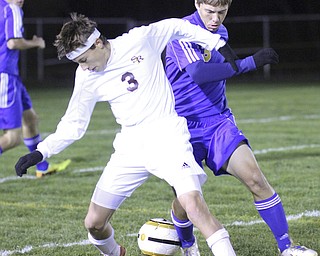 William D Lewis The Vindicator South Ranges (3) and Lake Center's (3) battle for the ball during  Tuesday action at SR.