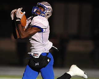 Hubbard #1 Darnell Tate catches a touchdown pass during the 1st quarter of Friday nights game.