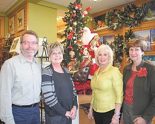 SPECIAL TO THE VINDICATOR
Several people work hard each year to help support Mill Creek MetroParks and Fellows Riverside Gardens. Among those tasked with arranging a Holiday Open House at the Shop in the Gardens are, from left, Keith Kaiser, Fellows horticulture director; Eileen Stankovich, shop manager; Jeanne Simeone, merchandise buyer; and Janet Yaniglos, president of Friends of Fellows Riverside Gardens.