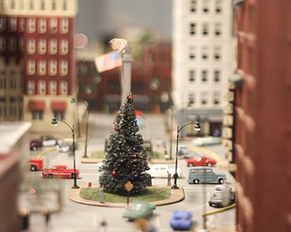 A christmas tree is set up in the middle of a model of downtown Youngstown during the 2013 Youngstown Model Railroad Assosiation openhouse in Austintown on Saturday. Dustin Livesay | The Vindicator 11/2/13 Austintown.