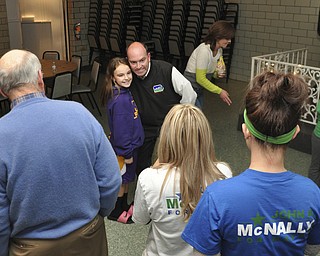 ROBERT K. YOSAY | THE VINDICATOR..Cara McNally 10 (daughter) poses with her dad John McNally pose for a photograph after McNally won the Mayors race in Youngstown ..-30-....