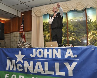 ROBERT K. YOSAY | THE VINDICATOR.. John McNally thanks his supporters after McNally won the Mayors race in Youngstown at Sts. Peter and Paul Ukrainian Church, on Belle Vista Ave., Youngstown...-30-....
