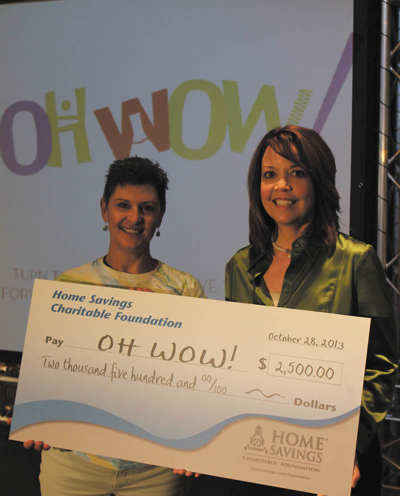 SPECIAL TO THE VINDICATOR
Home Savings Charitable Foundation has donated $5,000 to OH WOW! The Roger & Gloria Jones Children’s Center for Science & Technology. Above are Suzanne Barbati, left, executive director of OH WOW!, and Trish Mohan, branch manager of Home Savings Main Office. For information about OH WOW! call 330-744-5914 or visit www.ohwowkids.org/.