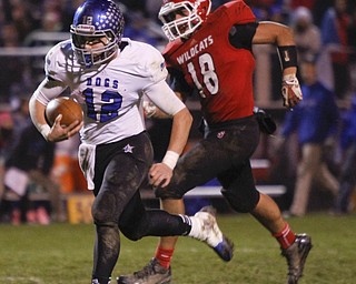 ROBERT K. YOSAY | THE VINDICATOR..#12 Lakeview Angelo Marino Breaks for a 40+ yard run that set up the field goal as Stuthers #18 Austin Yemma ... - -30-.......