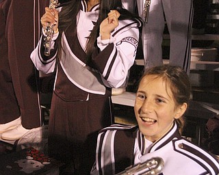 William D LEwis The Vindicator Boardman band member Kaitlin Windt, right,in wheelchair, and Helen Nguyen during 11012013 show.