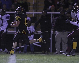 Crestview's Jake Ferris (41) outruns the Liberty kickoff team to return a kickoff for a touchdown with one minute left in the first quarter of Saturday's OHSAA playoff game at Crestview High School. Dustin Livesay | The Vindicator 11/9/13 Crestview High School