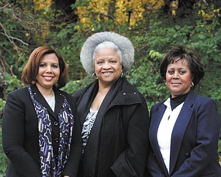 MADELYN P. HASTINGS | THE VINDICATOR
From left, Susan M. Moorer, president; Deborah Ferguson, chairwoman; and Christine Hennings, co-chairwoman, take time out during a dance rehearsal by Cinderella Ball debutantes. The gala affair will take place Nov. 29 at Mr. Anthony’s in Boardman.